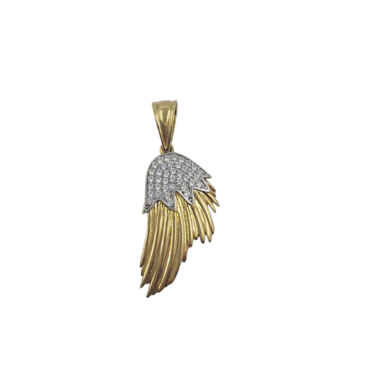 9ct Yellow Gold Cz Single Wing Pendant