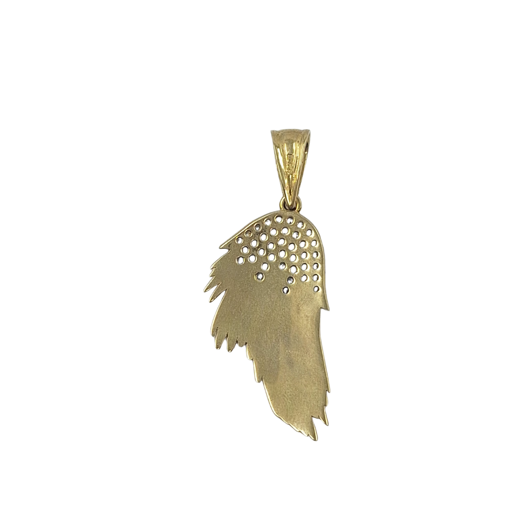 9ct Yellow Gold Cz Single Wing Pendant