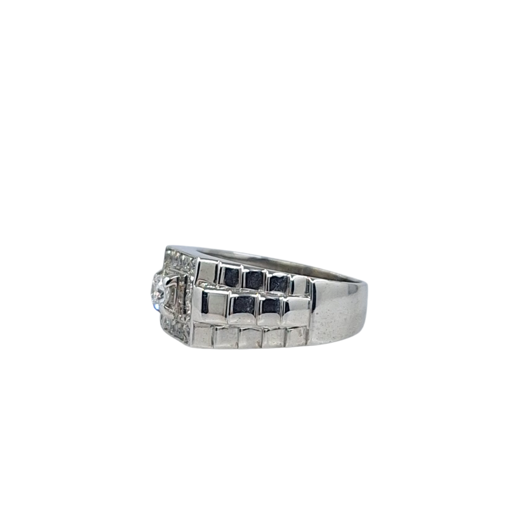 9ct White Gold CZ Rolex Style Ring