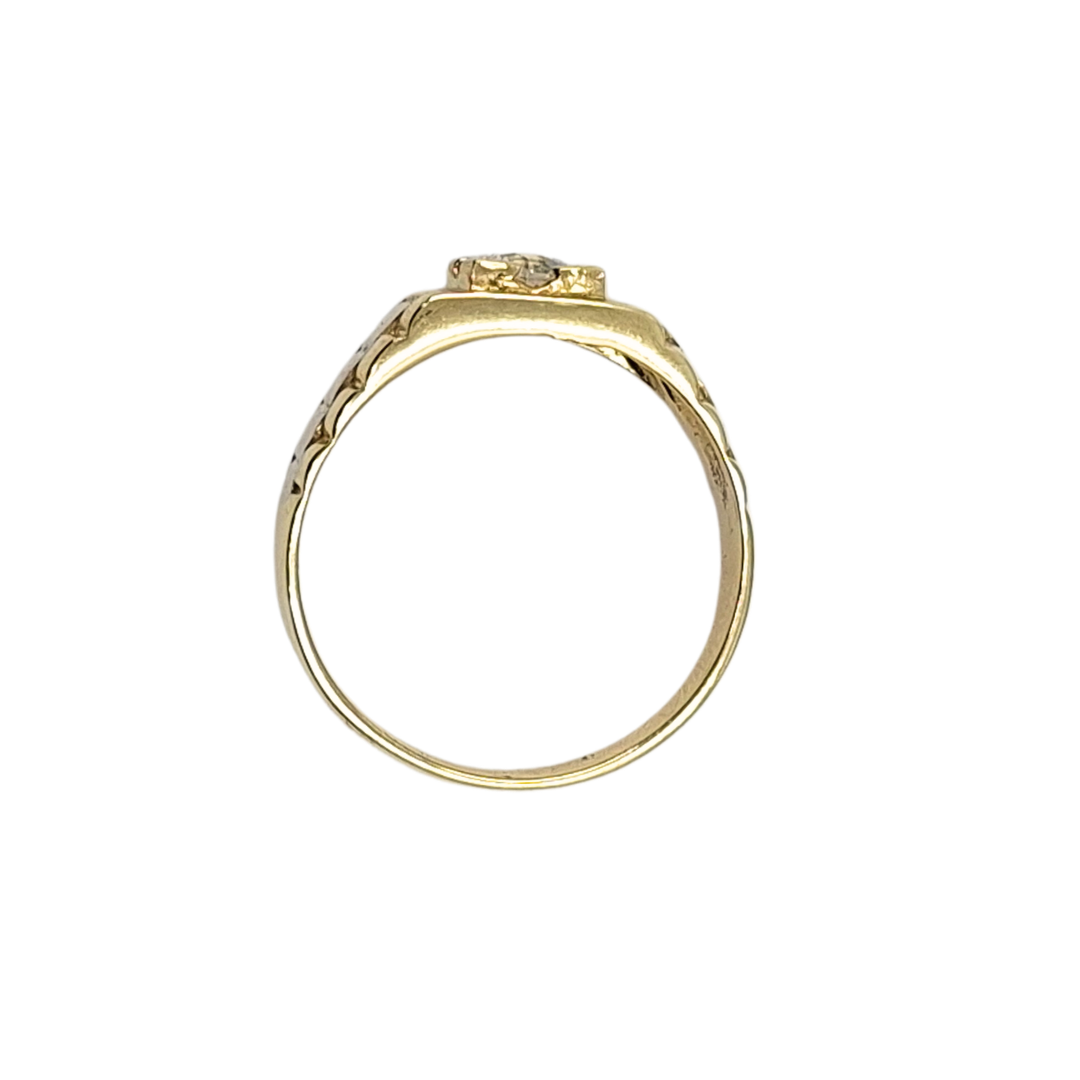 9ct White & Yellow Gold CZ Rolex Style Ring