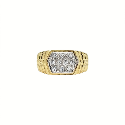 9ct Yellow Gold CZ Rolex Style Ring
