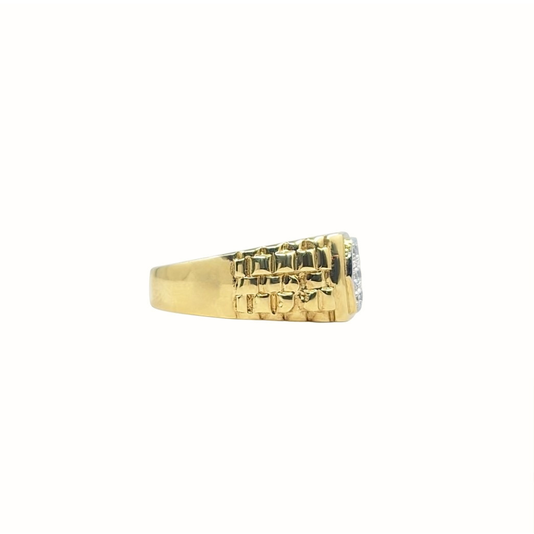 9ct Yellow Gold CZ Rolex Style Ring