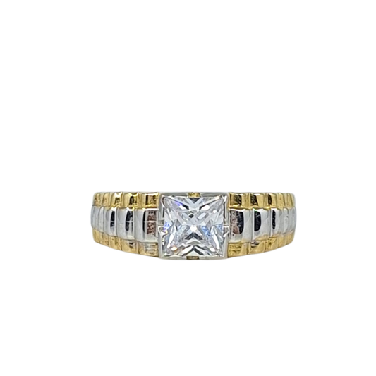 9ct Yellow Gold Cz Rolex Style Ring