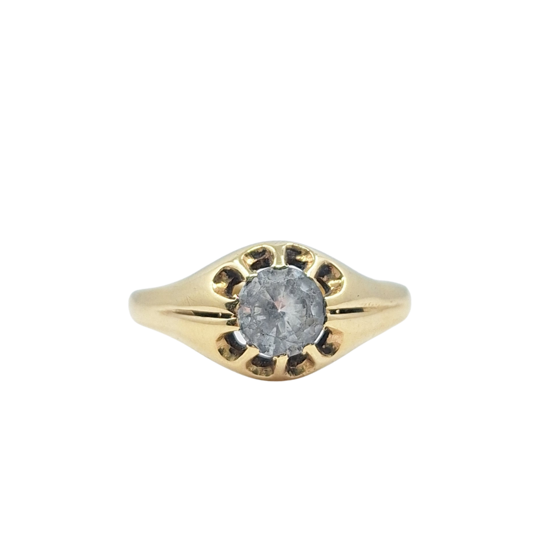 9ct Yellow Gold Cz Gents Gypsy Ring
