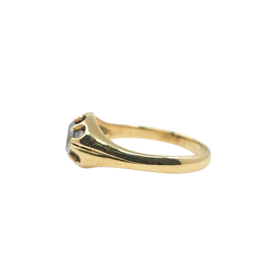 9ct Yellow Gold Cz Gents Gypsy Ring