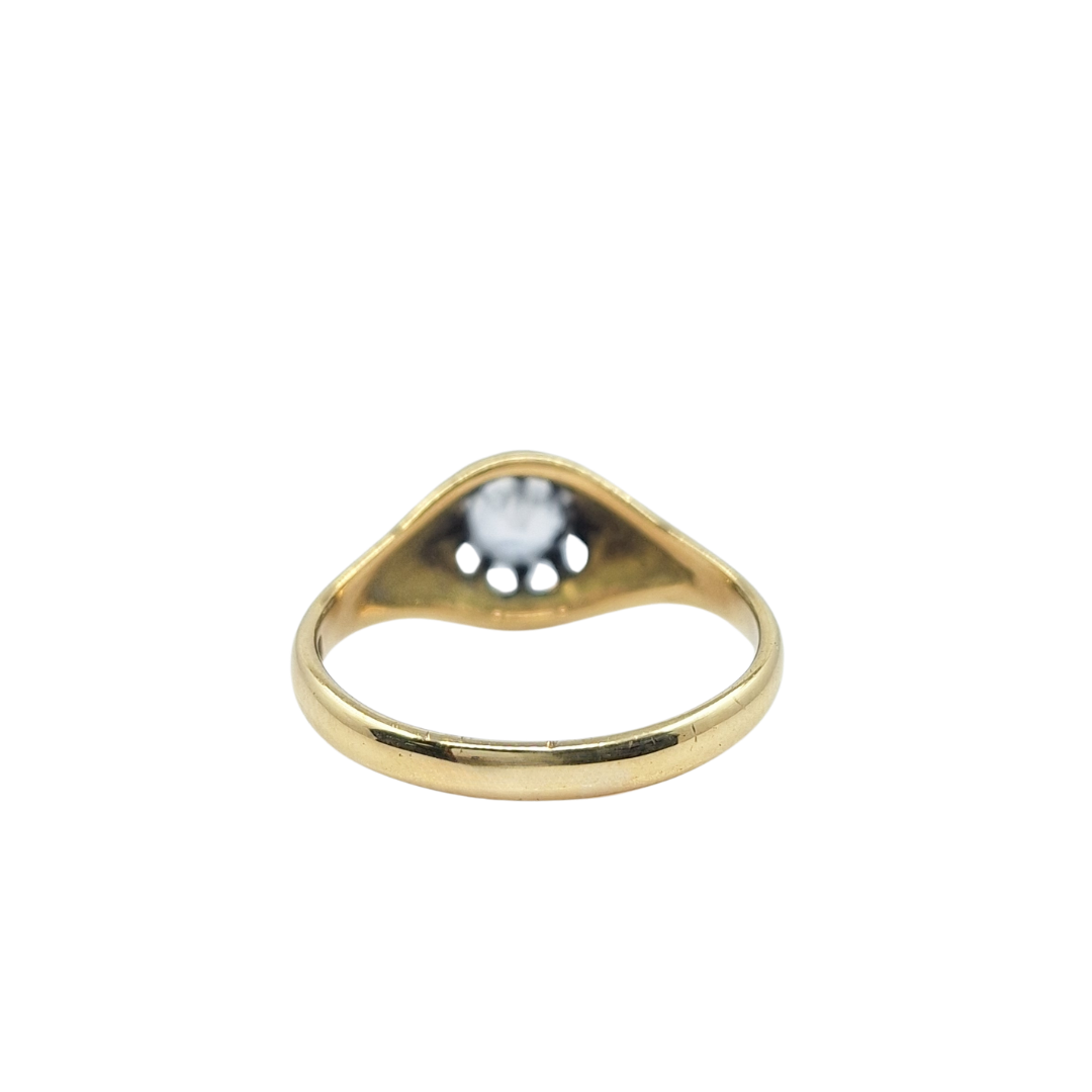 9ct Yellow Gold Cz Gents Gypsy Ring