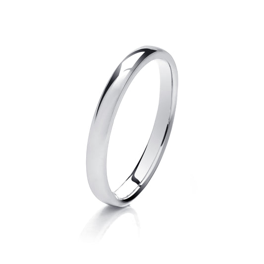 Silver 2.5mm Medium Weight Traditional Court Wedding Ring