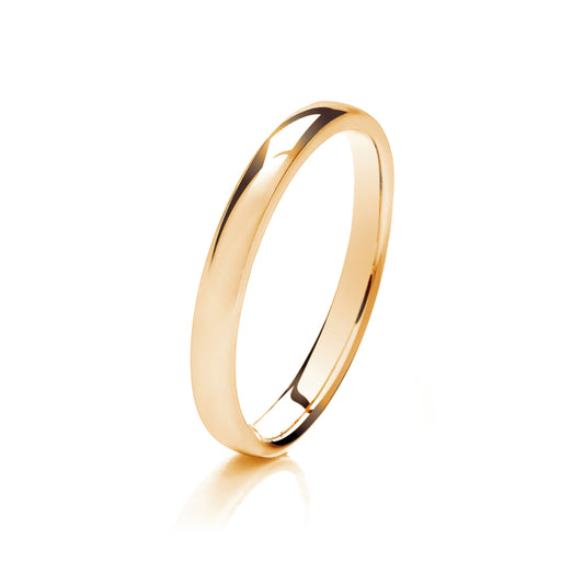 9ct Yellow Gold 2.5mm Light Weight Traditional Court Wedding Ring