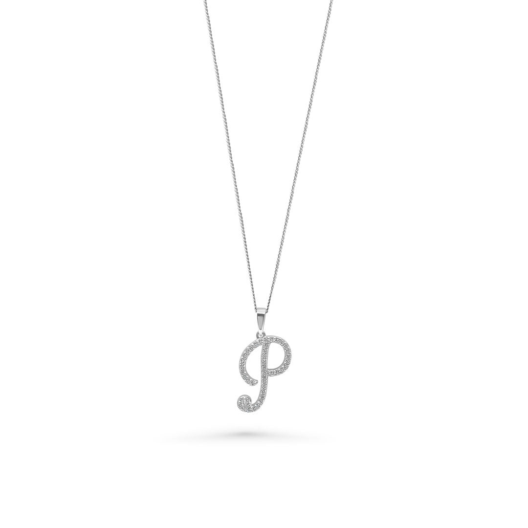 White Gold & Ethical Diamond Initial P Pendant