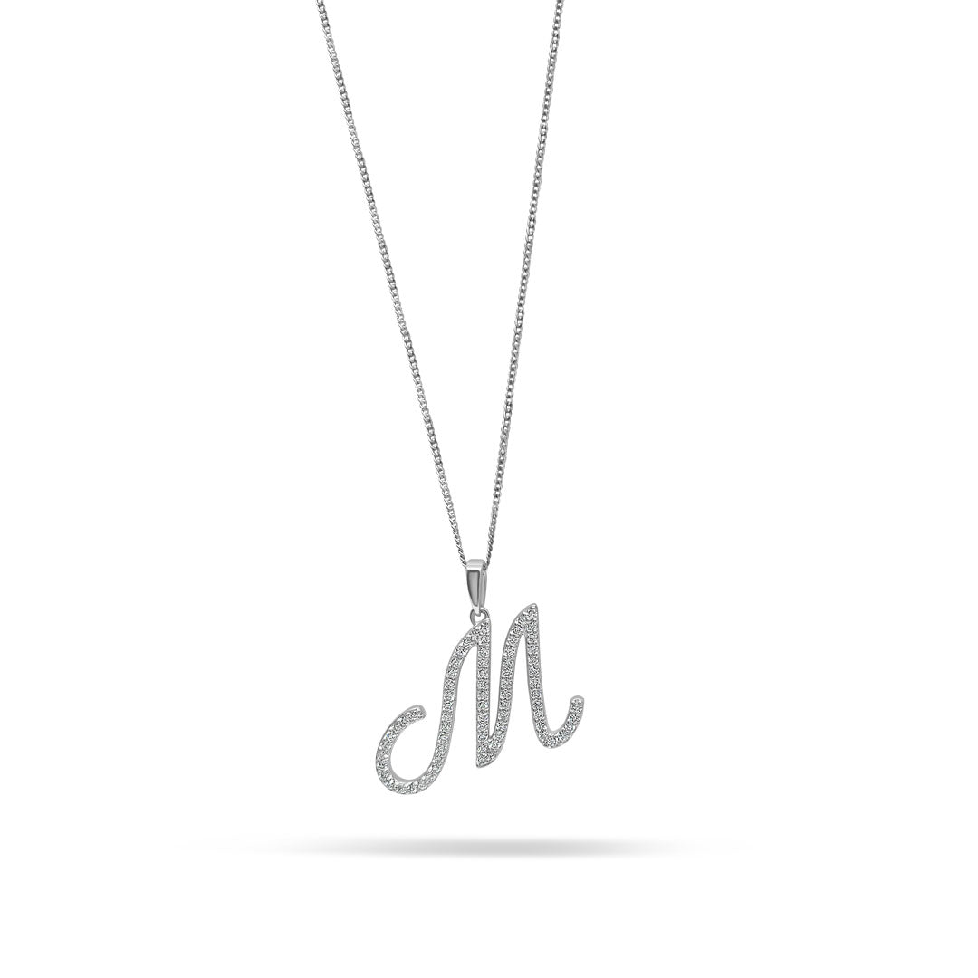 White Gold & Ethical Diamond Initial M Pendant