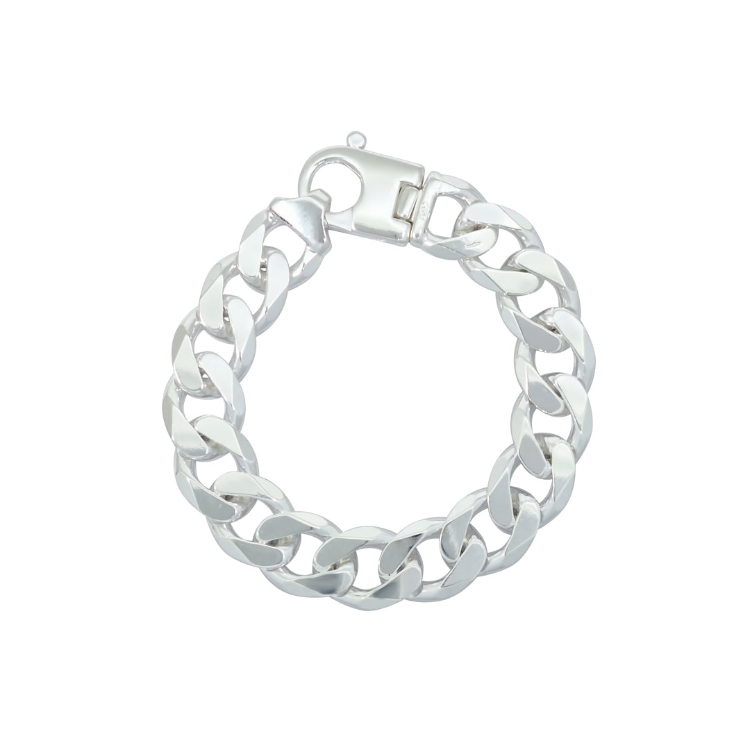 Silver Solid Curb Bracelet 9"