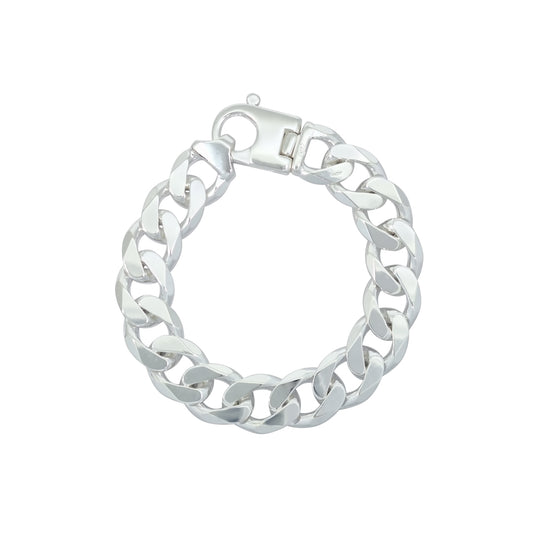 Silver Solid Curb Bracelet 9"