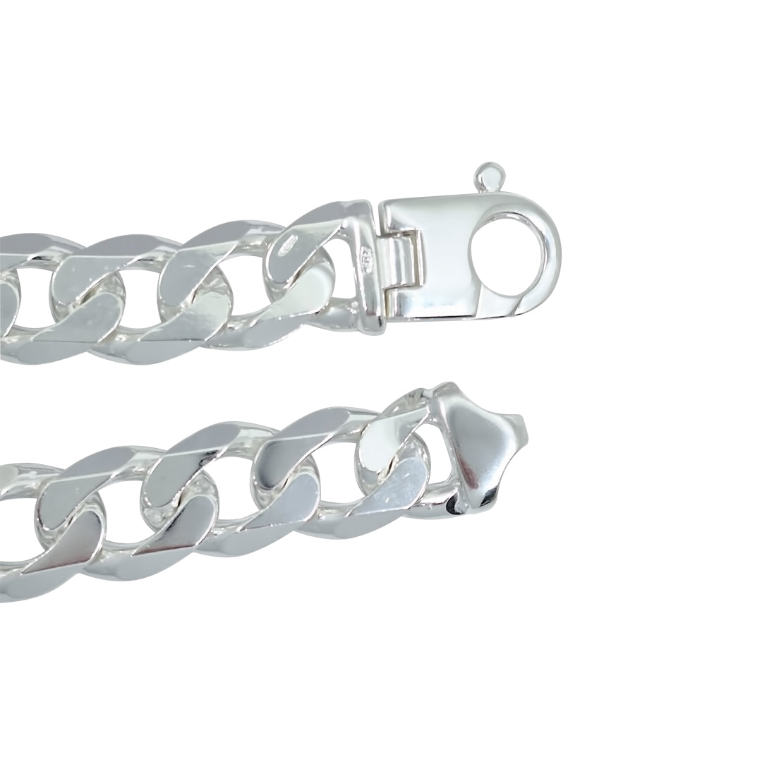 Silver Solid Curb Bracelet 9"