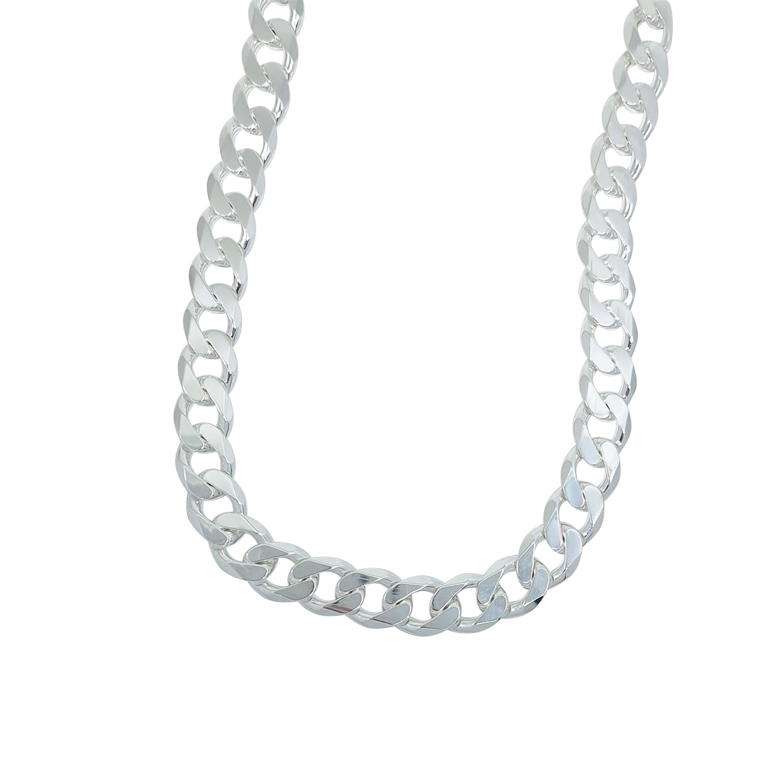Silver Solid Curb Chain 24"