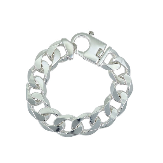 Silver Solid Curb Bracelet 9"