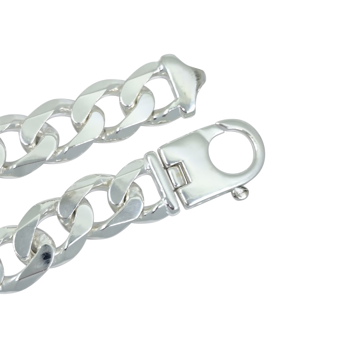 Silver Solid Curb Bracelet 9"