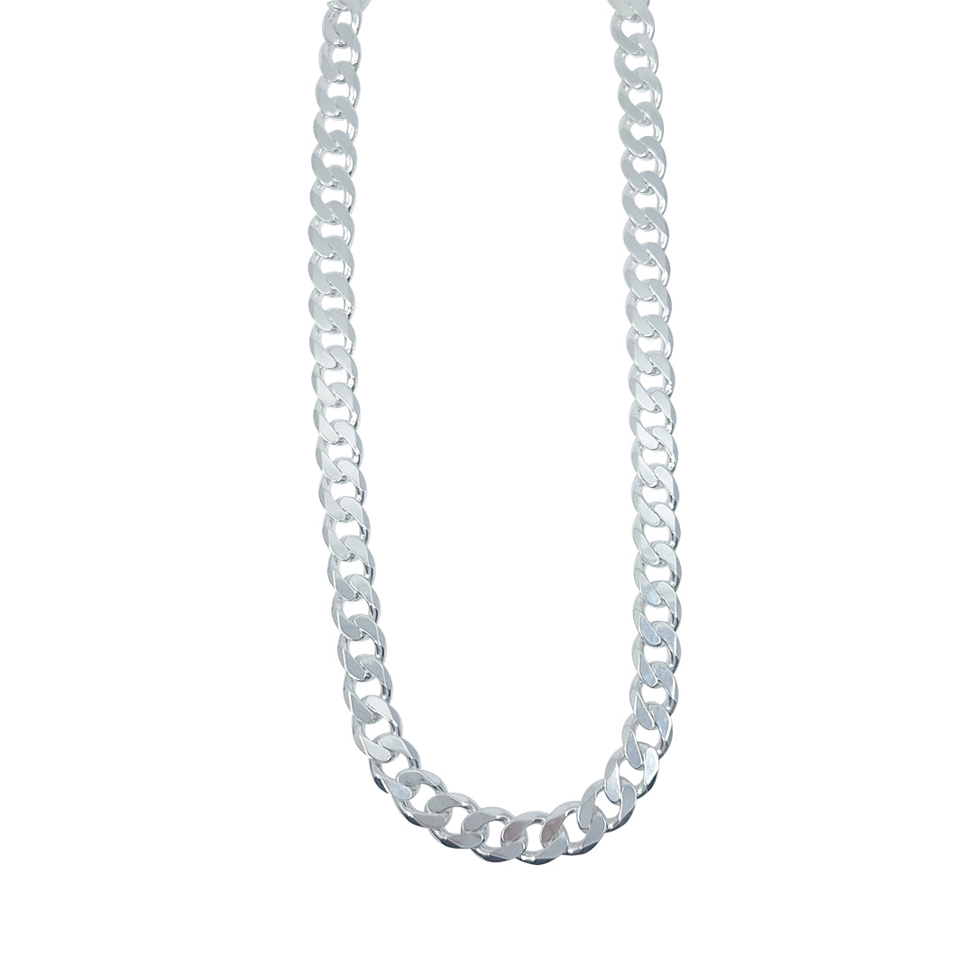 Silver Solid Curb Chain 22"