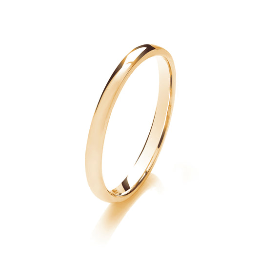9ct Yellow Gold 2mm Light Weight Traditional Court Wedding Ring