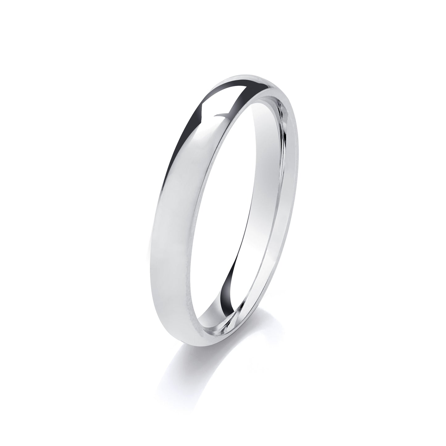 18ct White Gold 3mm Medium Weight Traditional Court Wedding Ring