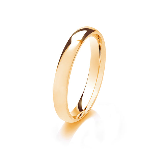 9ct Yellow Gold 3mm Medium Weight Traditional Court Wedding Ring