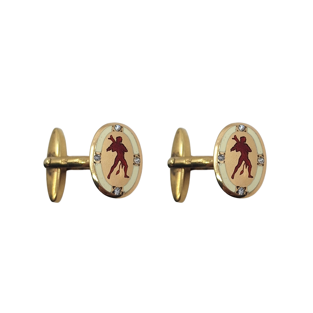 9ct Enamel And Diamond Cufflinks