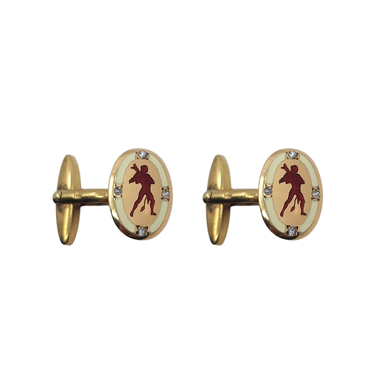 9ct Enamel And Diamond Cufflinks
