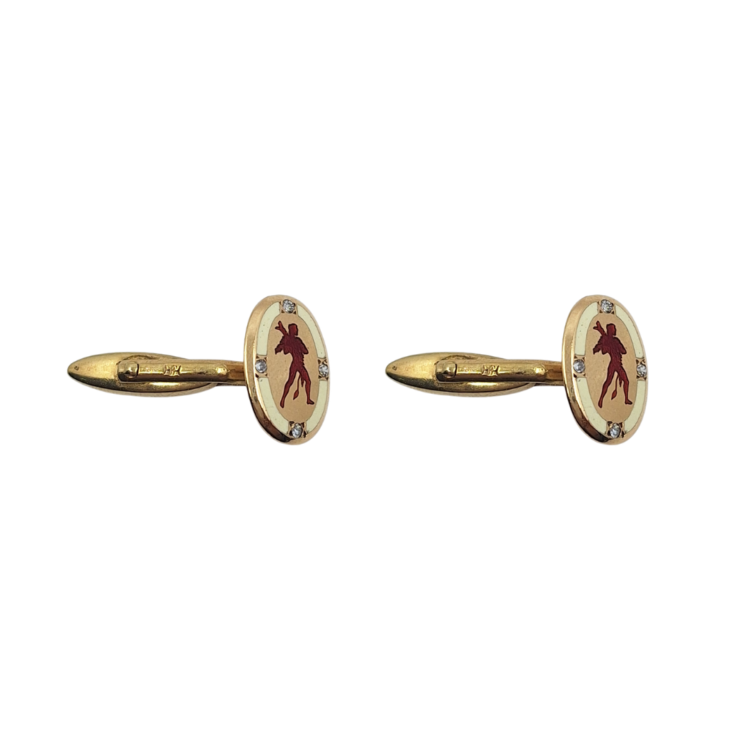 9ct Enamel And Diamond Cufflinks