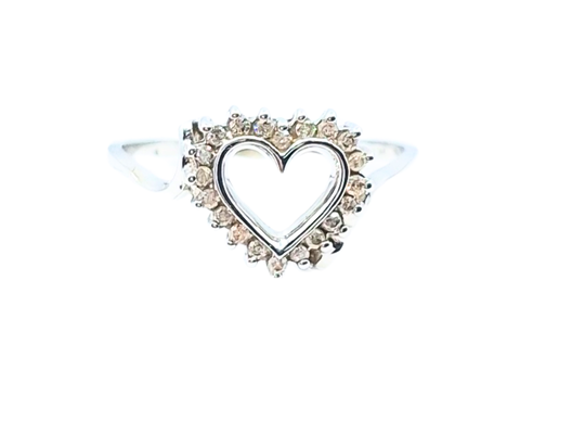 9ct White Gold Diamond Heart Ring