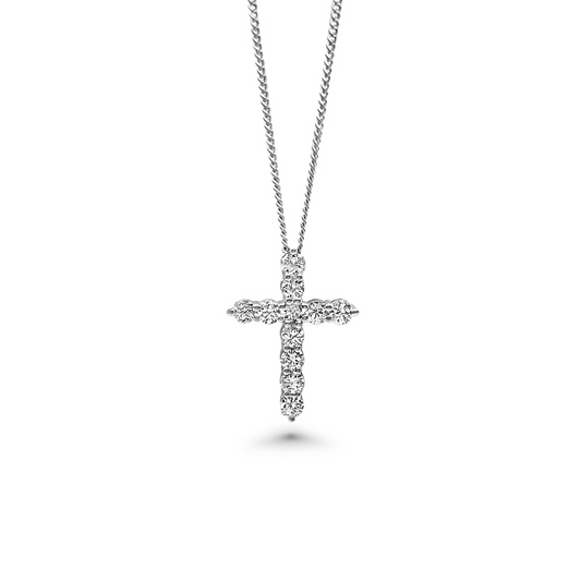 White gold & Ethical Diamond Cross Pendant 1.00ct