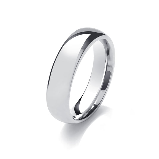 Silver 6mm Medium Weight Traditional Court Wedding Ring