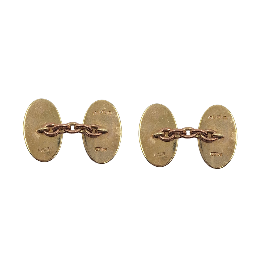 9ct Yellow Gold Oval Cufflinks