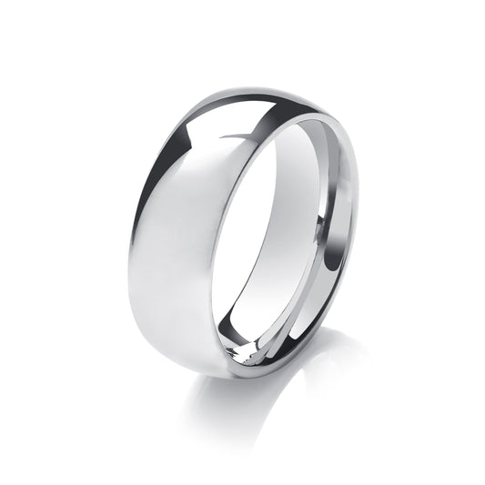 Silver 8mm Medium Weight Traditional Court Wedding Ring
