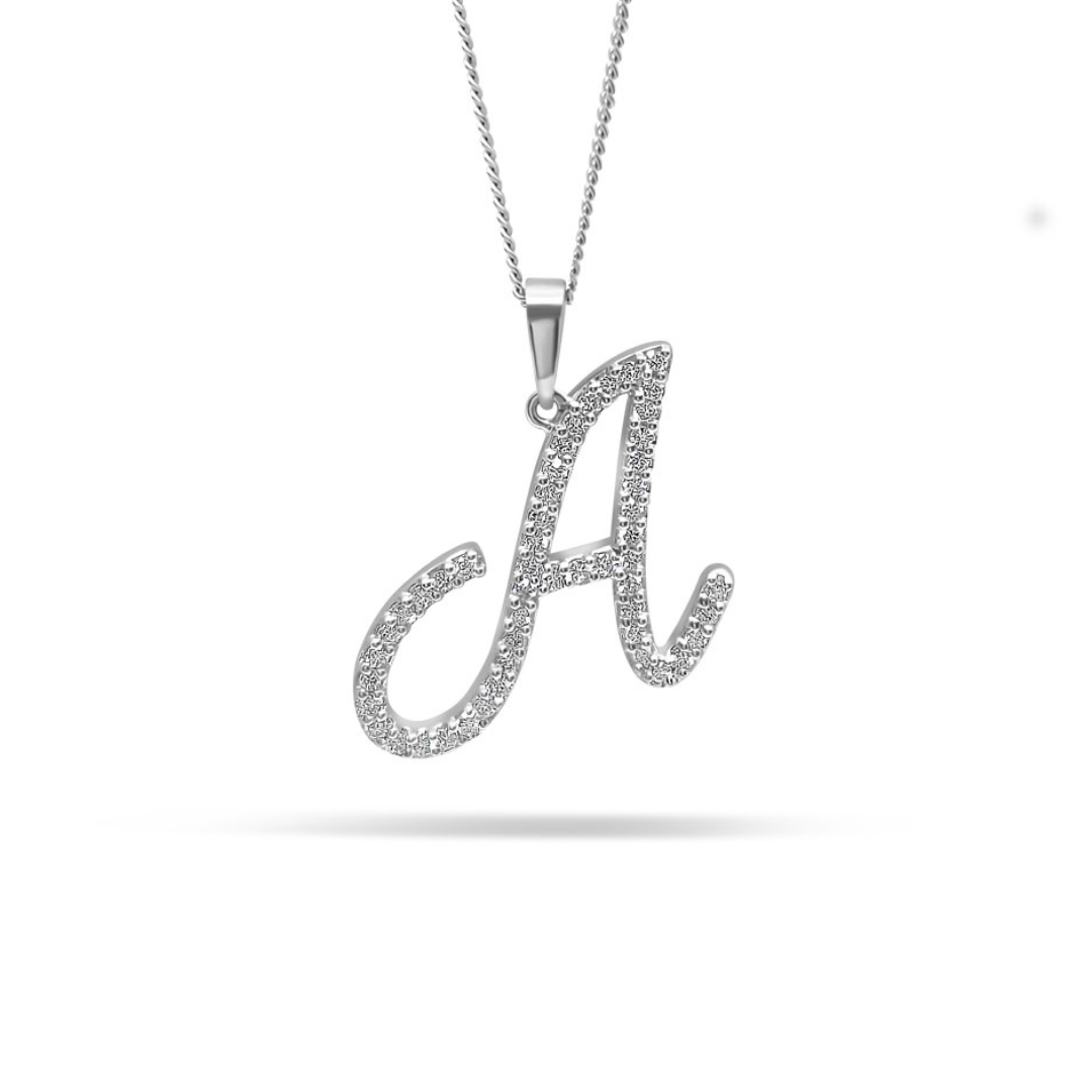 White Gold & Ethical Diamond Initial A Pendant