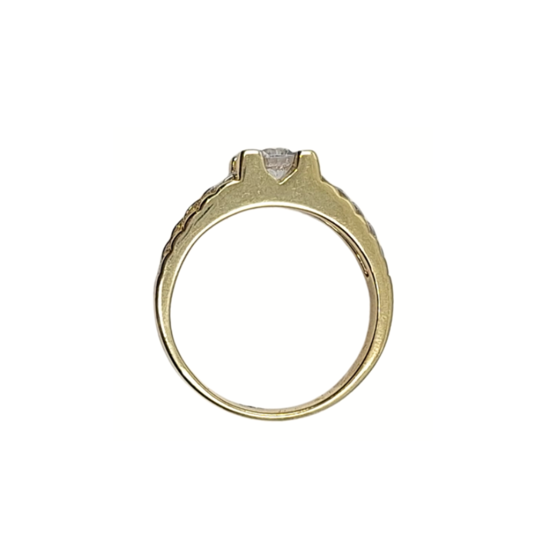 9ct White & Yellow Gold CZ Rolex Style Ring
