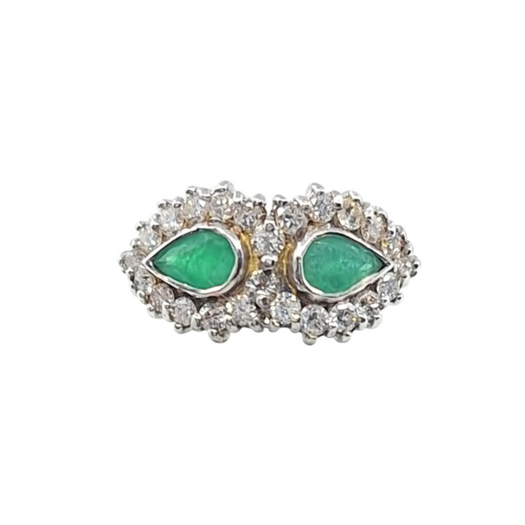 18ct Yellow Gold Emerald & Diamond Cluster Ring