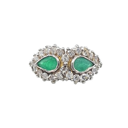18ct Yellow Gold Emerald & Diamond Cluster Ring
