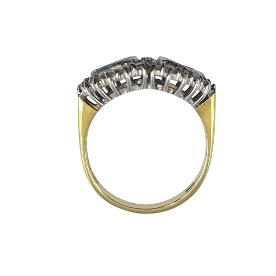 18ct Yellow Gold Emerald & Diamond Cluster Ring