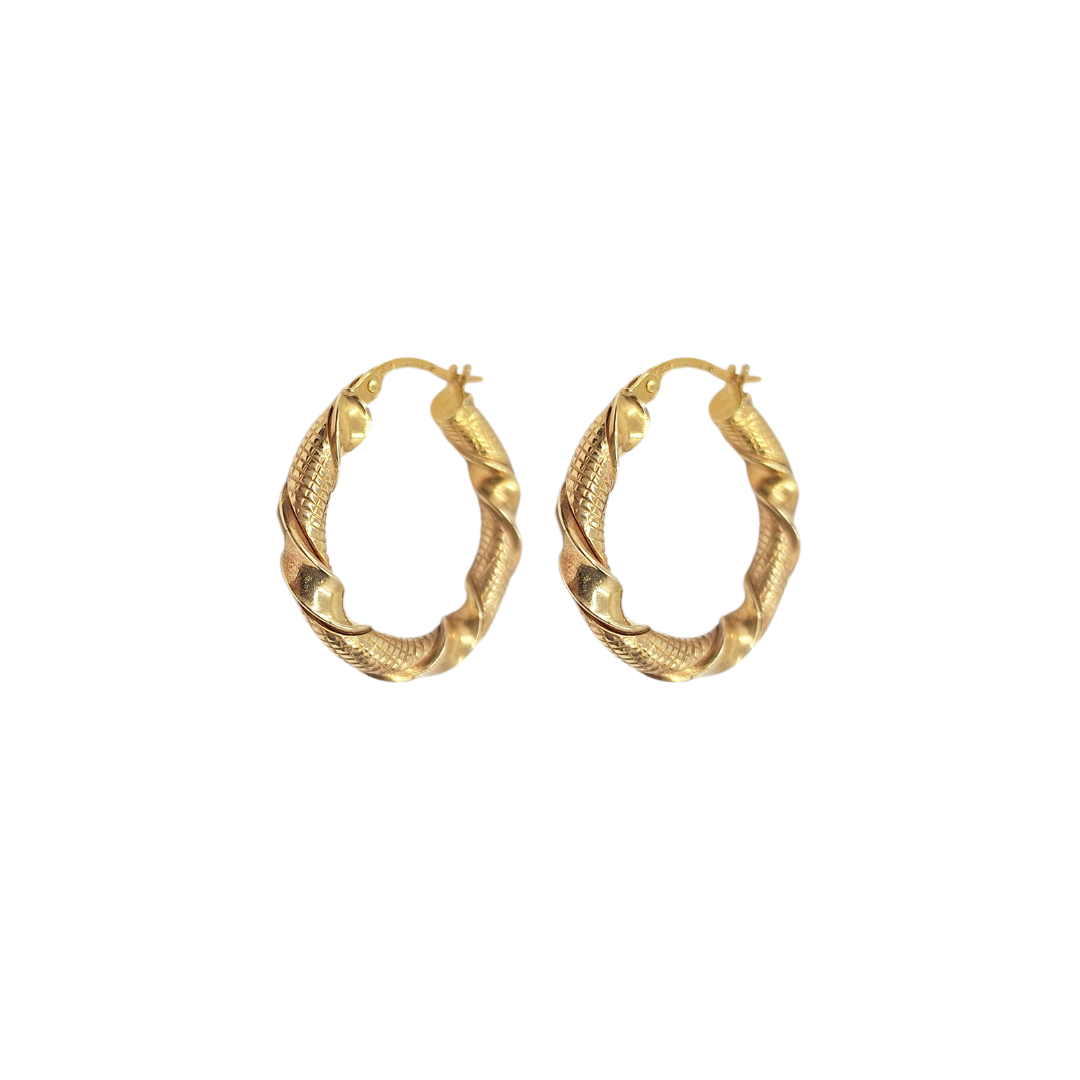 9ct Yellow Gold Twist Creole Earrings