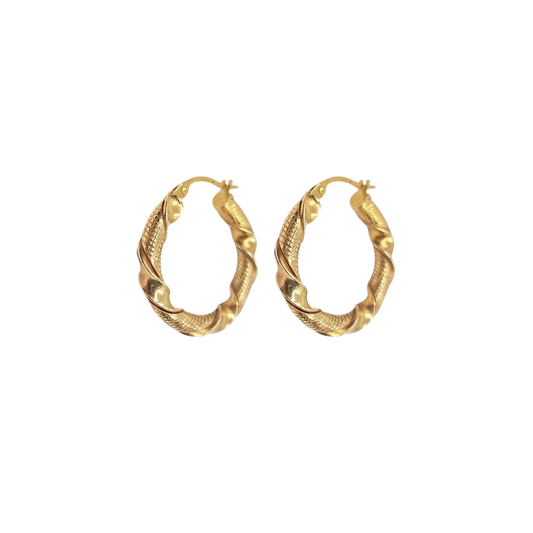 9ct Yellow Gold Twist Creole Earrings