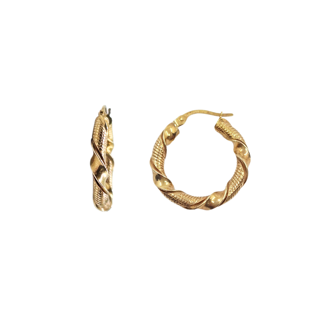 9ct Yellow Gold Twist Creole Earrings