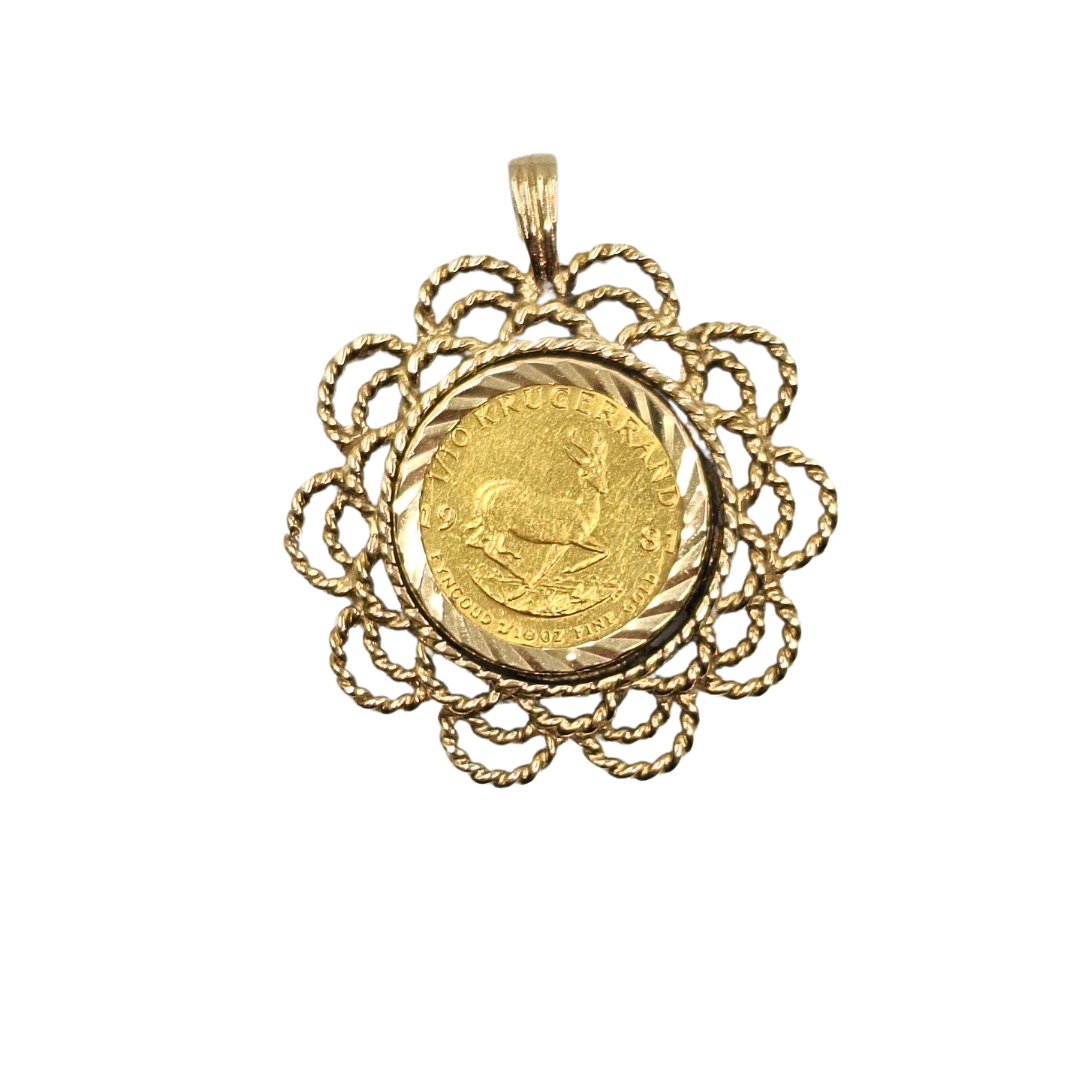 9ct/Fine Gold 1/10 Krugerrand Pendant 1981