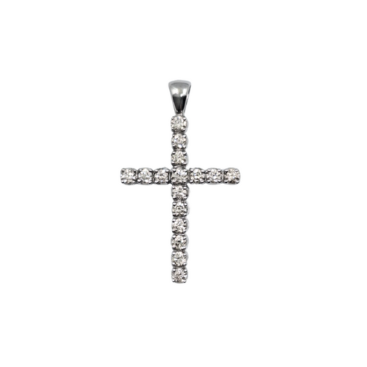 9ct White Gold Diamond Cross 1ct
