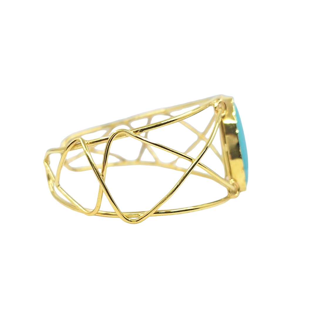 18ct Yellow Gold Turquoise Stone Bangle