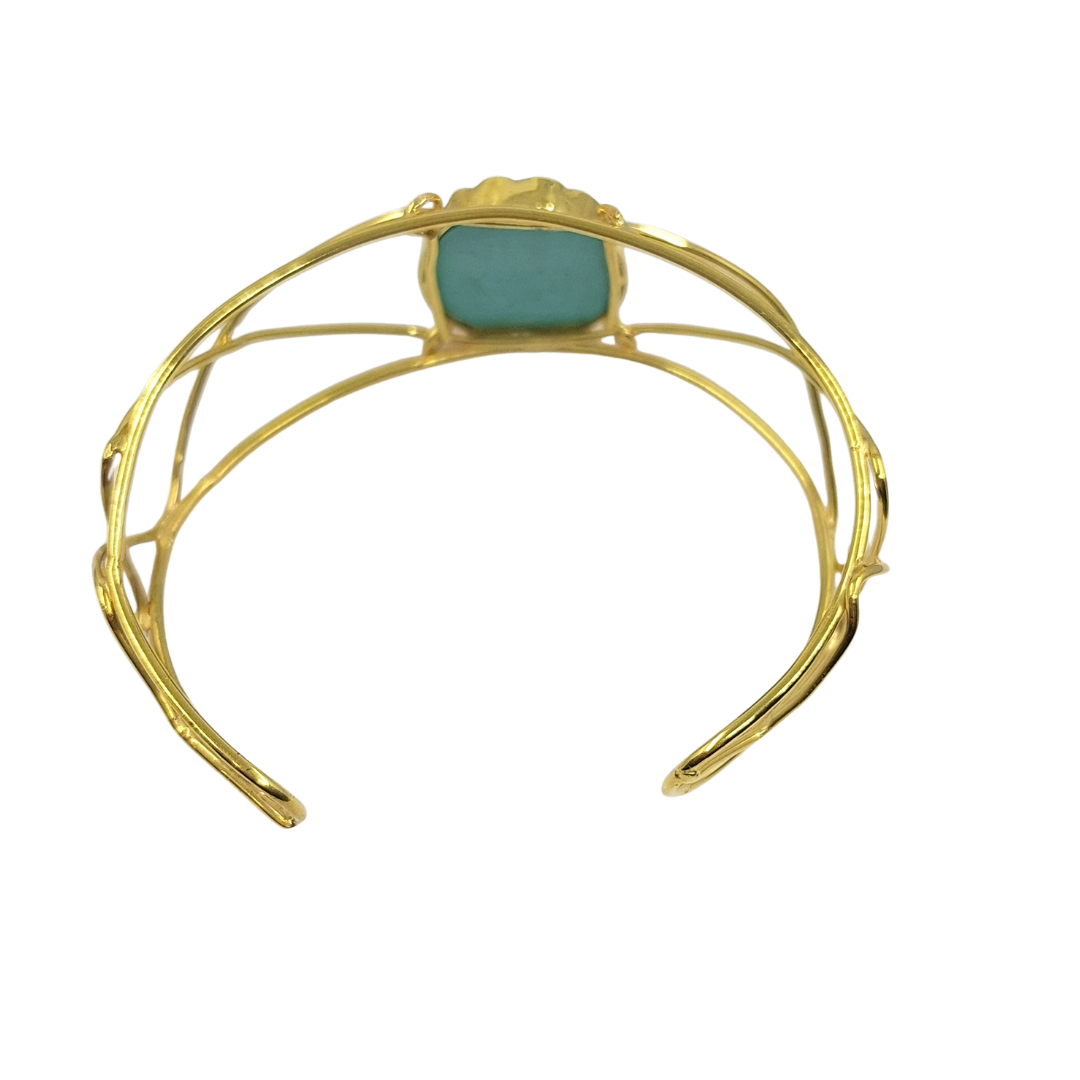 18ct Yellow Gold Turquoise Stone Bangle