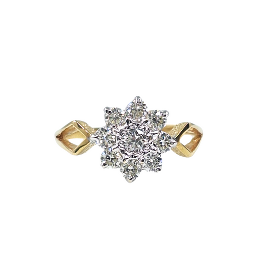 18ct Yellow Gold Diamond Cluster Ring
