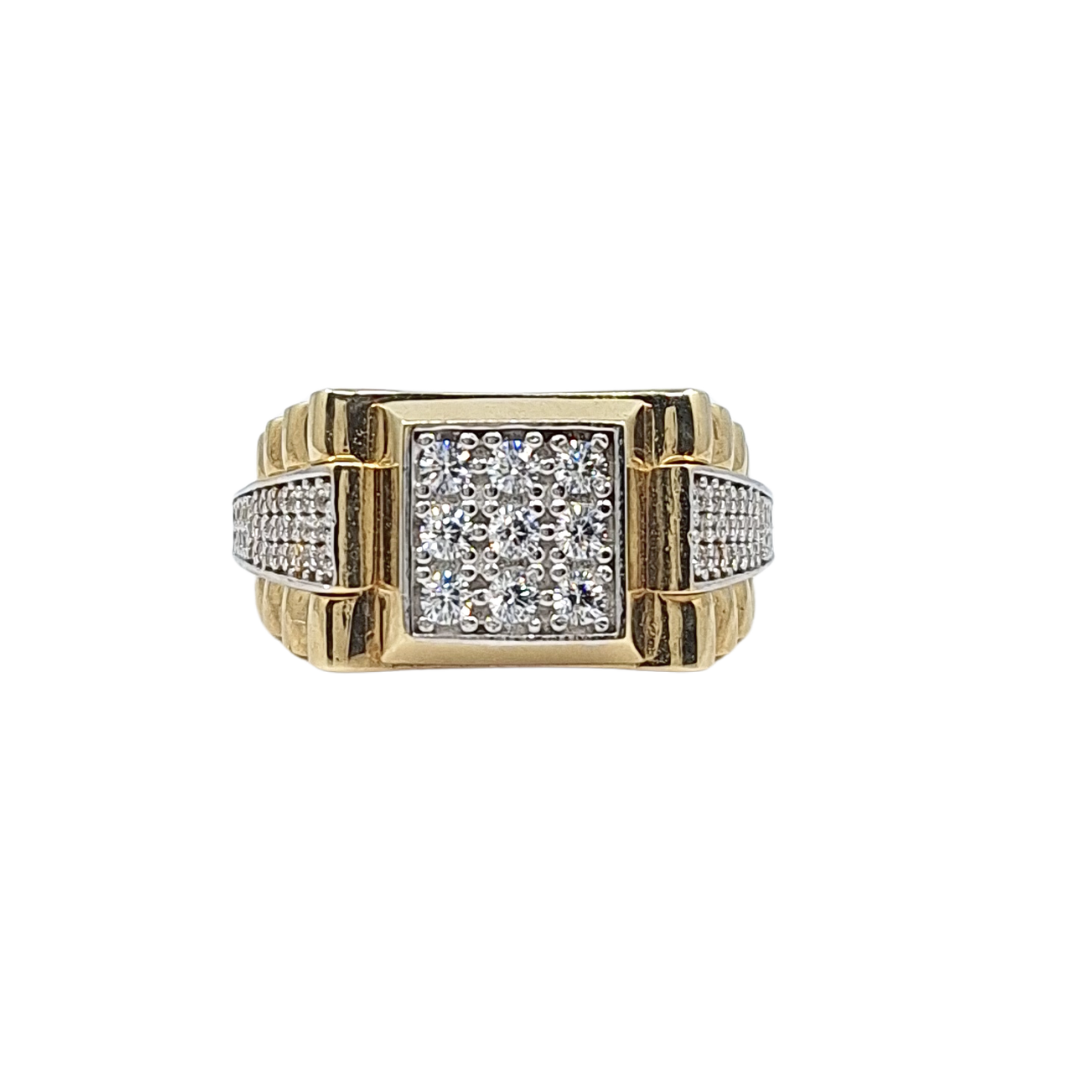 9ct Yellow Gold CZ Signet Ring