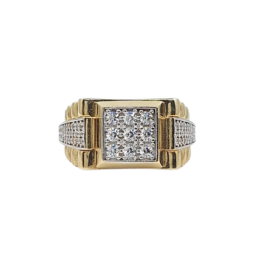 9ct Yellow Gold CZ Signet Ring