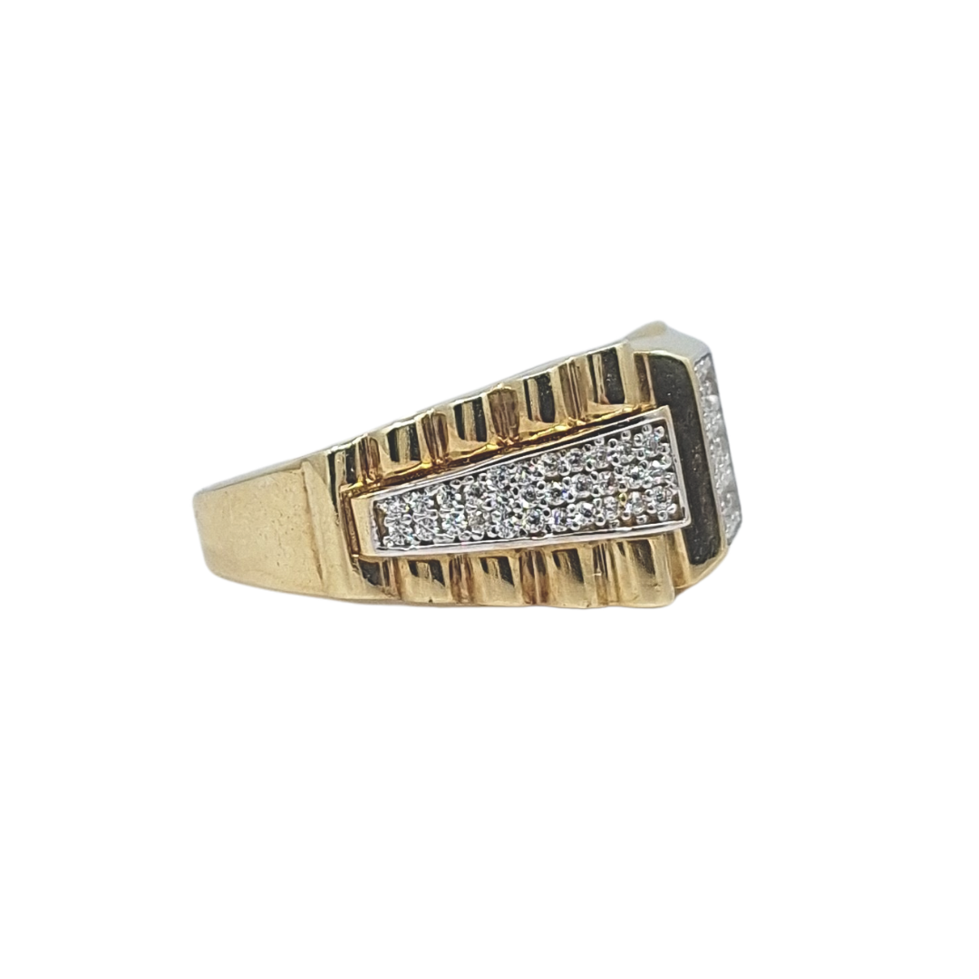 9ct Yellow Gold CZ Signet Ring