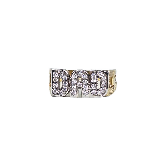 9ct Yellow Gold Cubic Zirconia Dad Ring