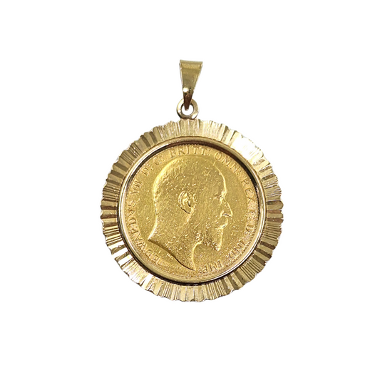 9ct/22ct Yellow Gold Full Sovereign Pendant 1909